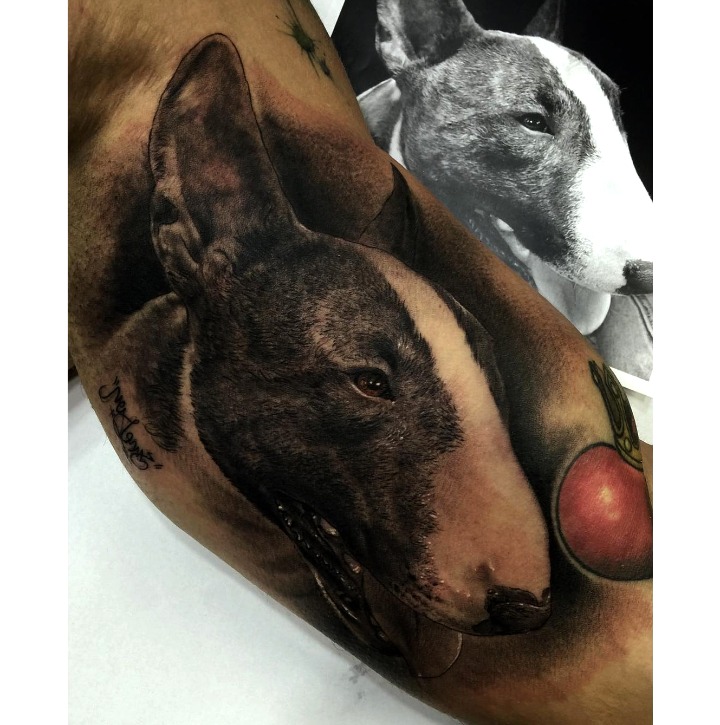 Diseño bull terrier geométrico