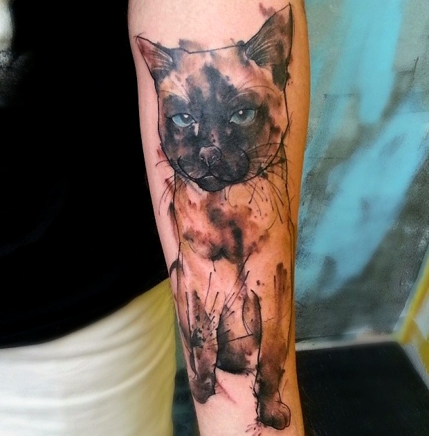 Diseño gato siamés acuarela