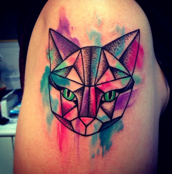 Tatuaje gato acuarela