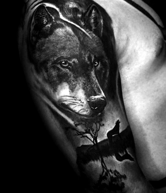 Tatuaje lobo realista