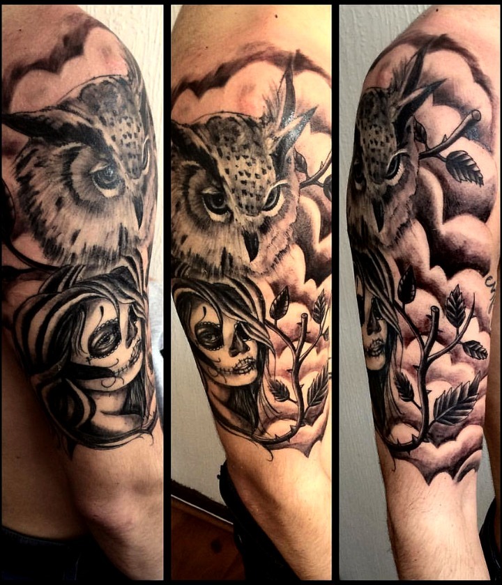Diseño buho y catrina