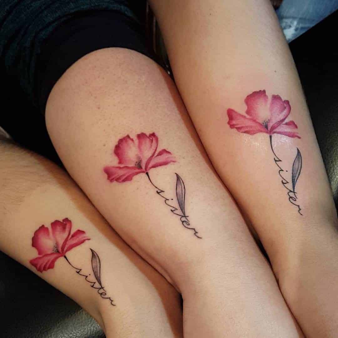 tatuajes de flores para hermanas