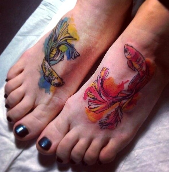 Tattoo pez betta rojo