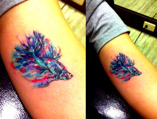 Tatuaje pez betta realista