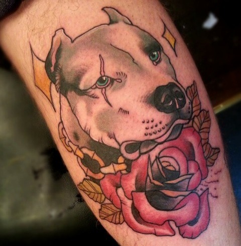 Retrato pitbull tattoo