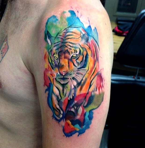 Tatuaje tigre acuarela