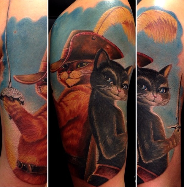 Tatuaje Gato con Botas tierno
