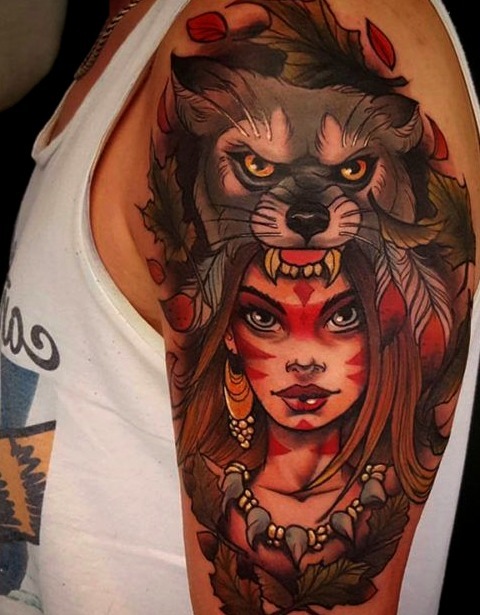 Tatuaje hombro hombre guerrero