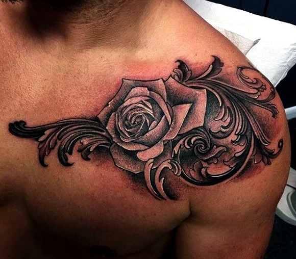 Tatuaje hombro hombre calavera